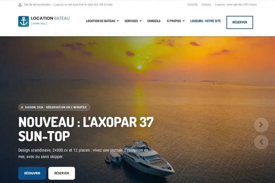Aperçu du site Bateau Location